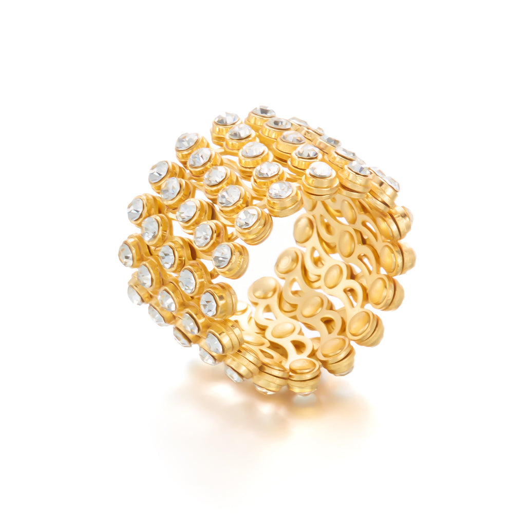 Bracelet & Bague Dorés Élégance Cristal – Style Luxe