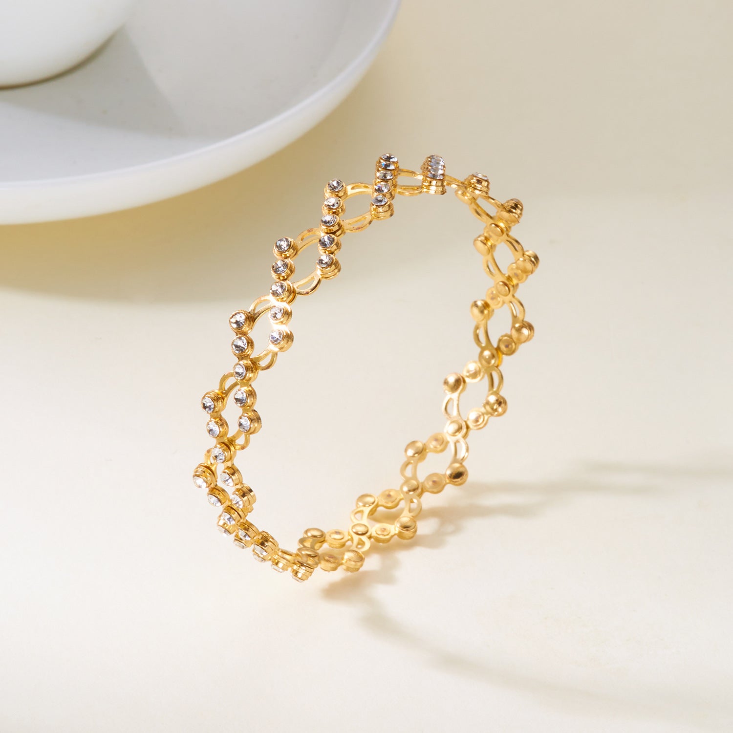 Bracelet & Bague Dorés Élégance Cristal – Style Luxe